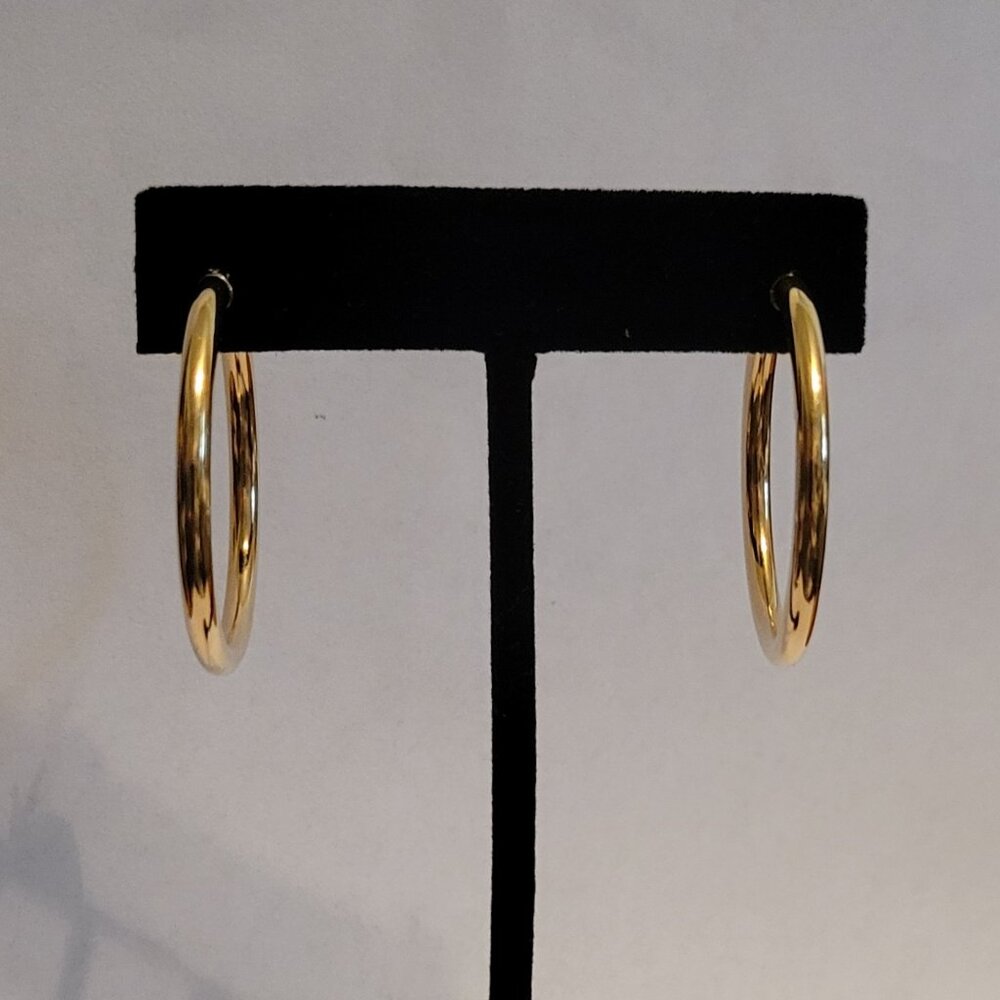 **SOLD&**14k Yellow Gold Round Hoop Earrings 35X2mm ≈2.8 gr